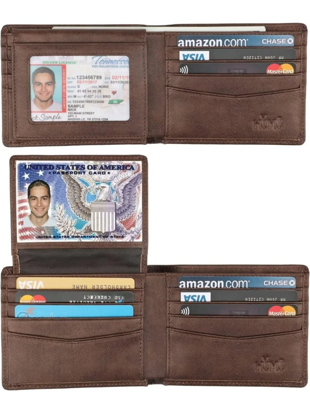 Stylish Genuine Leather Bifold Wallet for Men - RFID Blocking, 2 ID Windows